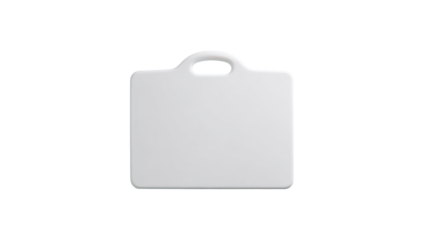 Blank white square cutting board with rounded corners and a handle isolated on transparent background