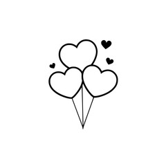 Cluster of heart balloons icon representing affection, party, or celebration