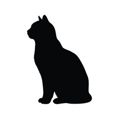 Black Cat Silhouette Elegant Side Profile of a Sitting Cat Vector Illustration