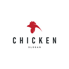 Chicken logo design with a minimalist black silhouette concept as a symbol of the livestock farming concept, a symbol of a product or business brand illustration template