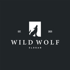 black silhouette design logo wolf wild animal simple illustration template