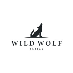 black silhouette design logo wolf wild animal simple illustration template