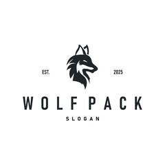 black silhouette design logo wolf wild animal simple illustration template