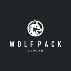 black silhouette design logo wolf wild animal simple illustration template