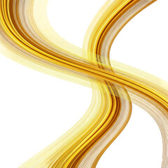 Golden flowing lines create an abstract design isolated on transparent