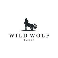 black silhouette design logo wolf wild animal simple illustration template