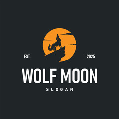 black silhouette design logo wolf wild animal simple illustration template