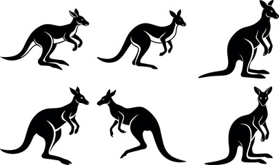 Kangaroo Silhouette Collection High Quality Scalable Illustration Set for Wildlife Branding and Educational Projects