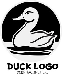 Duck logo icon silhouette vector, duck typography, duck logo vector illustration, duck head logo template.