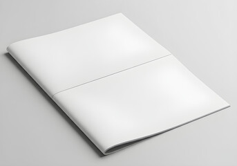 An open, blank magazine or book showcases a pristine, white spread.