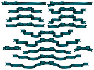 リボン、16青緑、蝶縁