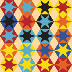 Colorful star patterns abstract design graphic art digital background studio creativity and design inspiration, seamless pattern