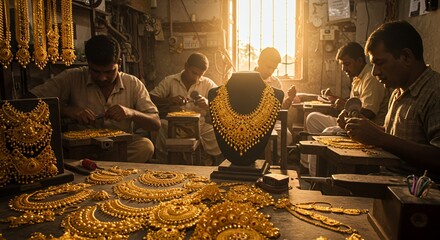 Golden Hands: Artisans Craft Exquisite Jewelry in a Sun-Drenched Workshop