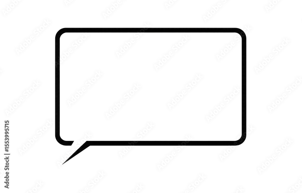 Poster A minimalist black square with rounded corners and a small, thin pointer extending from its lower-left corner, resembling a speech bubble or chat box