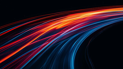 Speed of Light Trails Across Dark Highway.
