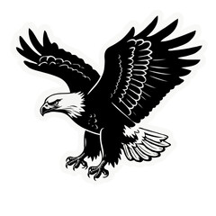 Obraz premium Black eagle flying with outstretched wings in a bold style 