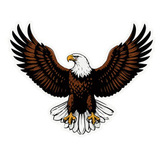 Bald eagle with spread wings in colorful and stylized design  