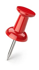Red Push Pin CloseUp View of a Plastic Thumbtack