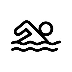 Simple Outline Swimming Person Figure in Water Sport Pictogram