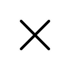 Simple Bold Cross Mark Icon Element Illustration in Black and White