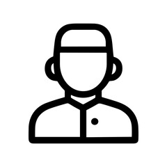 Minimalist Outline Male Figure with Traditional Muslim Hat Icon Symbol