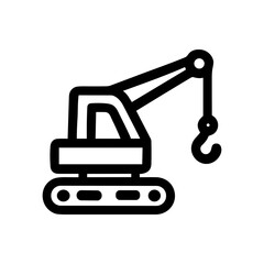 Bold Outline Crawler Crane Construction Equipment Transportation Machinery Industry Icon