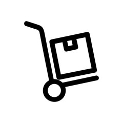 Simple Outline Handcart with Box Logistics Delivery Icon Symbol