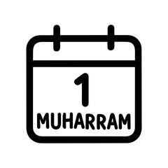 Minimalist Outline Calendar with Date for Muharram Islamic New Year Event