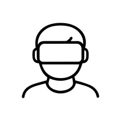 Minimalist Line Drawing Man Wearing Virtual Reality Headset Avatar Icon