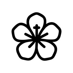 Minimalist Handdrawn Five Petal Floral Blossom Graphic Element Icon