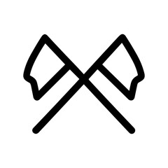Minimalist Outline Crossed Axe Camping Adventure Equipment Icon