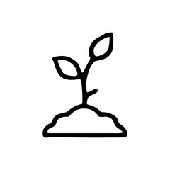 Simple Outline Sprout in Soil Sign Shape Icon Isolated