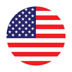 American flag. US round flag. Flag icon. Standard color. Round flag. Computer digital vector illustration.