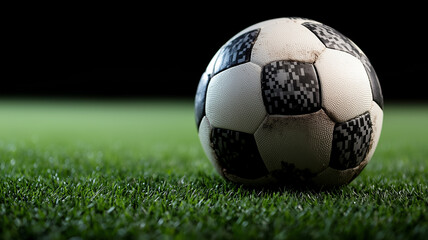 Fototapeta premium Soccer Ball on Green Grass Field. 