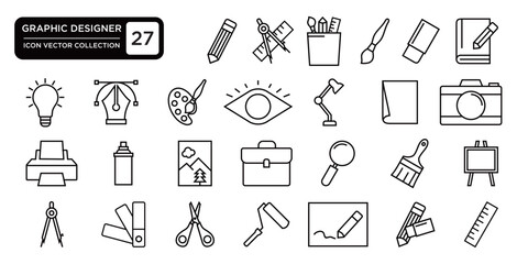 Graphic designer collection, editable and resizable vector icon templates.