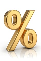 Gold Percentage Symbol 3D Render for Financial Graphics
