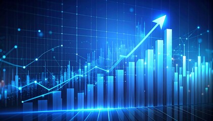 Upward Chart with Floating Tech HUD