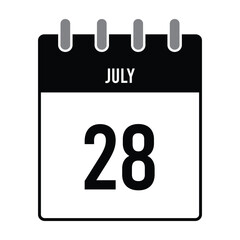  28 July - Calendar Icon for Schedule and Planning