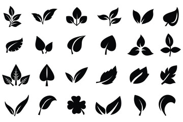 Leaves vector icon set. Leaf icons set ecology nature element, green leafs sign.
