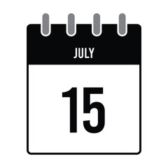  15 July - Calendar Icon for date Schedule and Planning