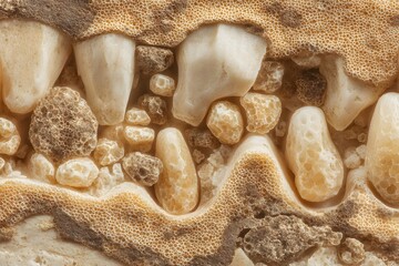 Macro shot reveals the intricate detail of a mesmerizing rock formation, showcasing a variety of smooth, irregular shapes and textures.