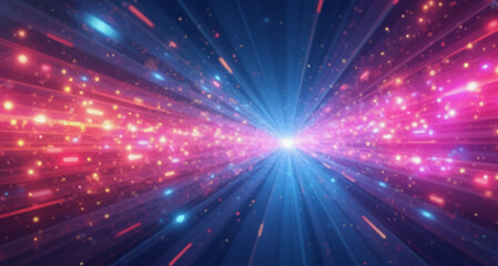 Fototapeta premium Abstract backgrounds with glowing, colourful light bursts, stars, and shiny rays evoke a disco, laser, or Christmas energy