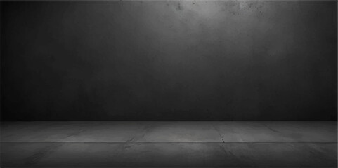 Grunge concrete wall and floor in a dark aged room with rough textured surface