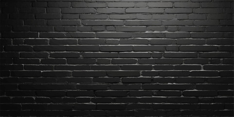 Old, rough black brick wall with a grunge texture and vintage pattern providing a dark, urban backdrop