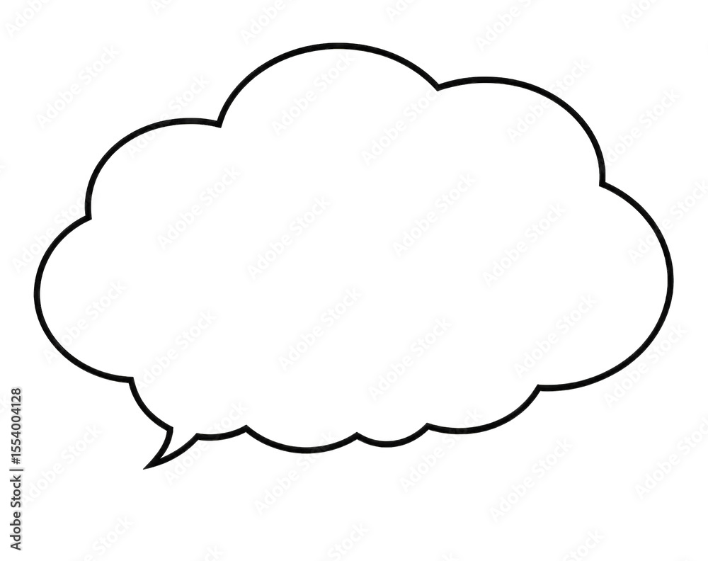Poster a dark, cloud-shaped speech bubble with a speckled, multicolored border