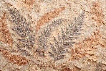Detailed close-up of a leaf fossil embedded in stone, revealing intricate details of its structure