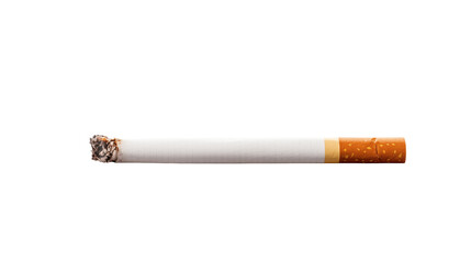 Burning cigarette with smoke against a transparent background depicting smoking