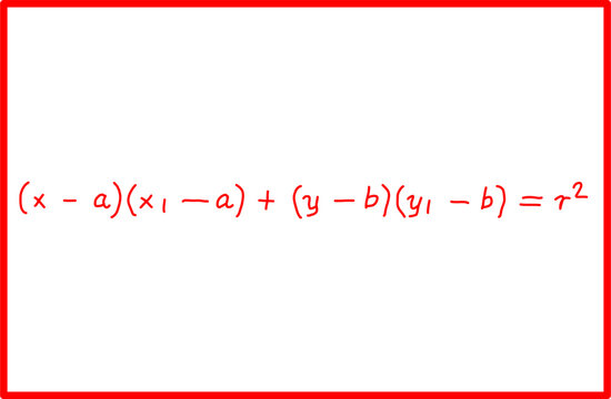mathematical formula for the length of the tangent line to a circle at point x1,y1. analytic geometry of a circle