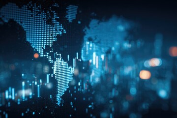 Global network, digital map with financial data overlay