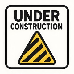 Under Construction Sign with Yellow Caution Symbol on White Background, danger warning sign